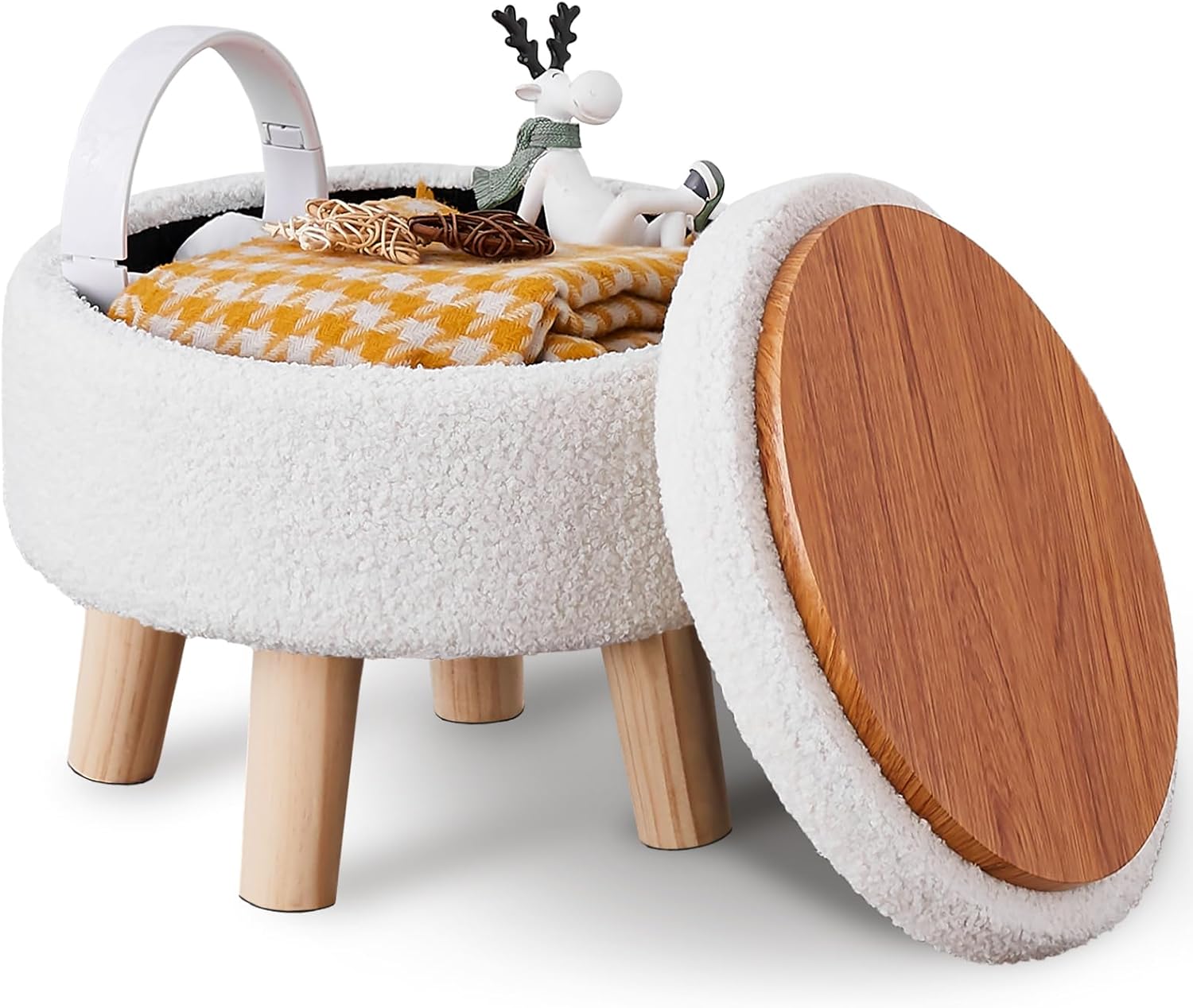 Round storage ottoman footrest