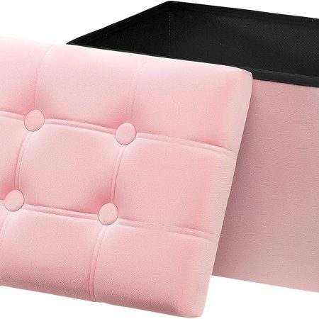 Velvet storage ottoman footstool