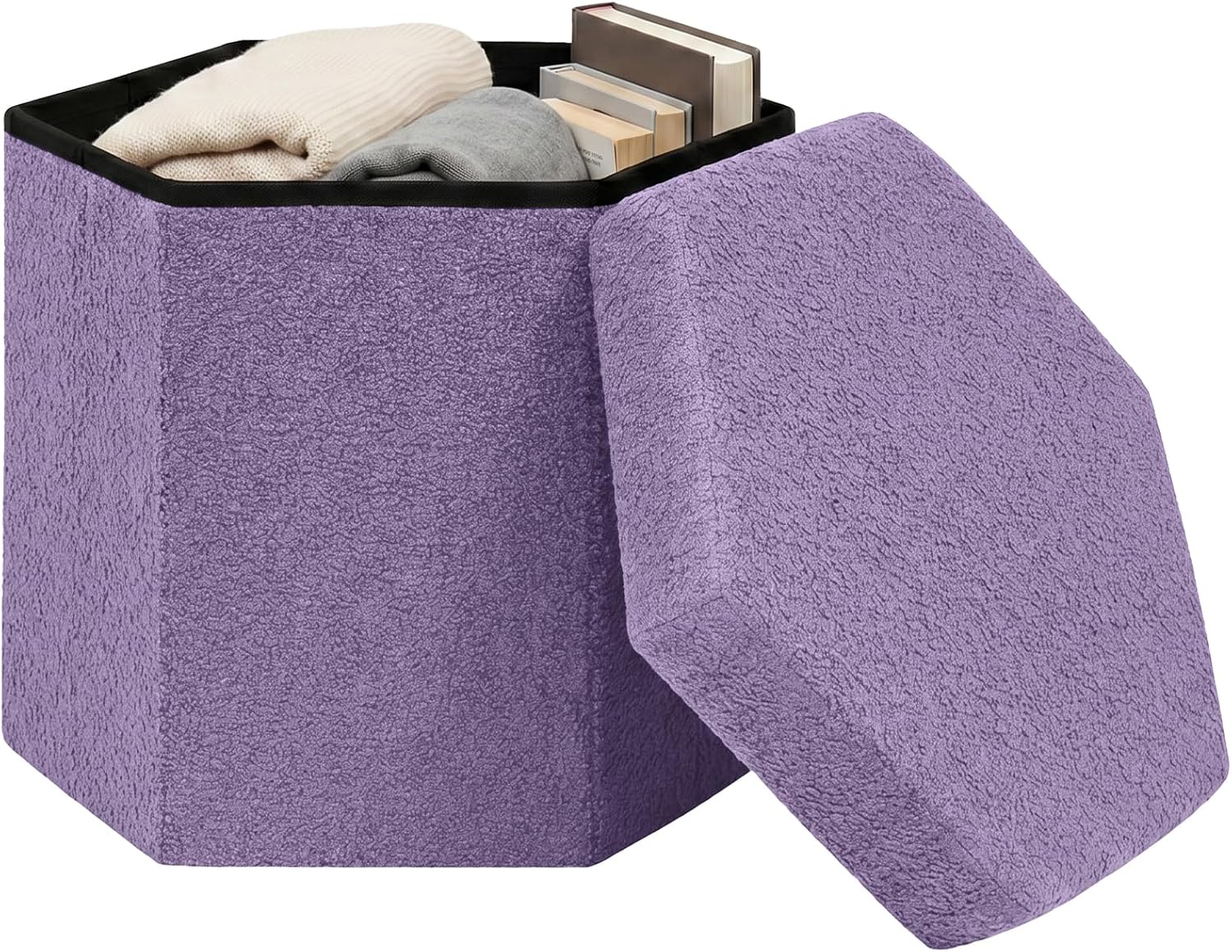 Hexagon storage ottoman footrest